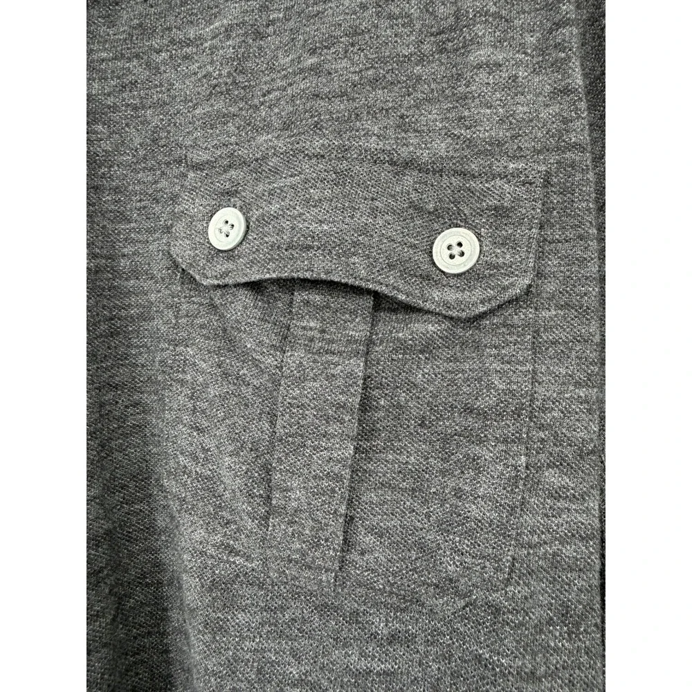 Banana Republic The Vintage T Mens XL Gray Knit Button Up Roll Tab Sleeve Shirt